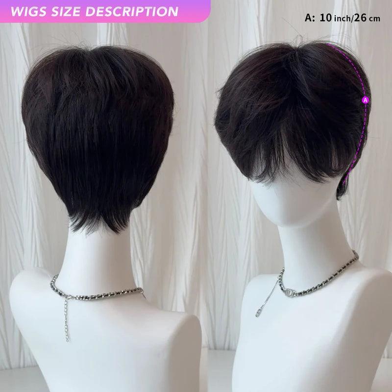 Short Boy Bangs Wig for Men - 10 Inch Synthetic Heat-Resistant Casual Style
