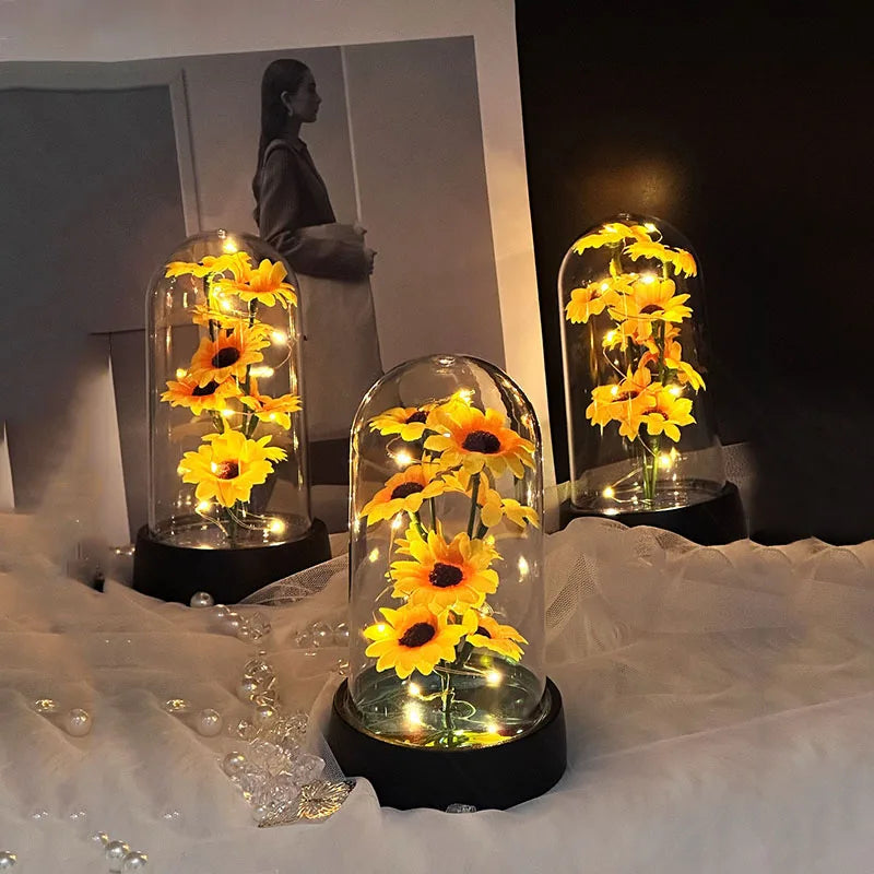 Sunflower Gift Set - Small Plastic Eternal Flower for Mother's Day, Birthdays, Valentine's Day