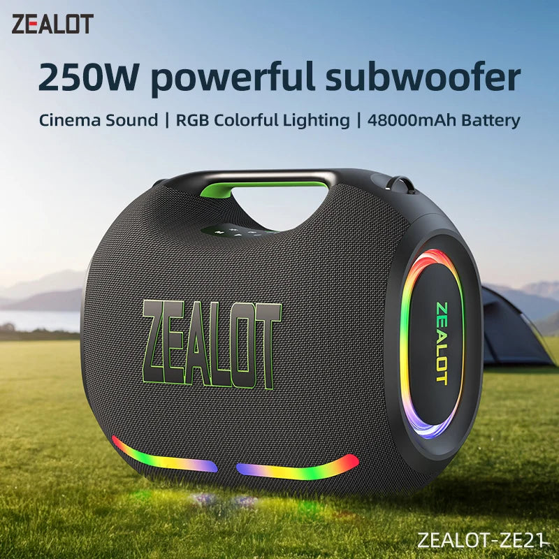 250W Waterproof Portable Bluetooth Subwoofer Speaker with Wireless TWS HiFi Sound