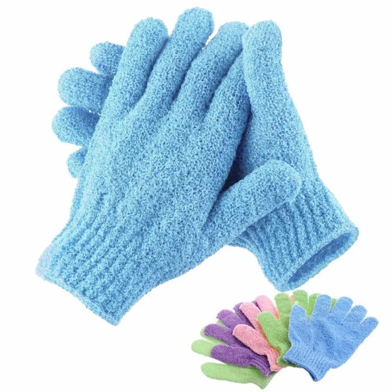 Exfoliating Bath Glove Set - Body Scrub & Massage Sponge for Shower