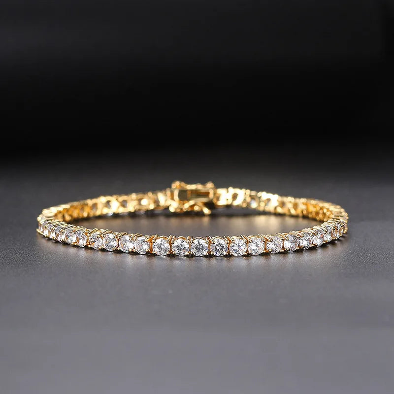 Iced Out Crystal Tennis Bracelet for Men Women Punk Hip Hop Jewelry