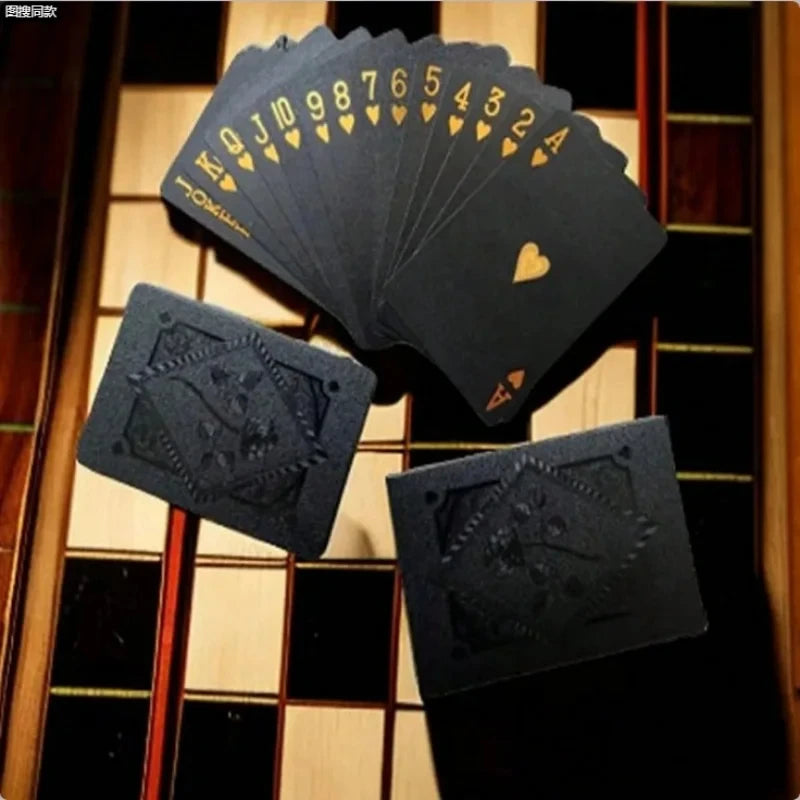 Black and Gold Waterproof Poker Card Set - Magic, Casino, Game Gift