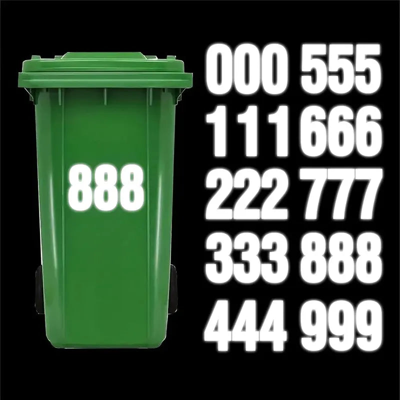 3-Pack Reflective Vinyl Bin Stickers Waterproof Self-Adhesive Decals for Dumpster Garage Office Parking