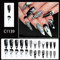 Halloween False Nails 24pcs Glossy Gradient Almond Press-On Fake Nails Gothic Style