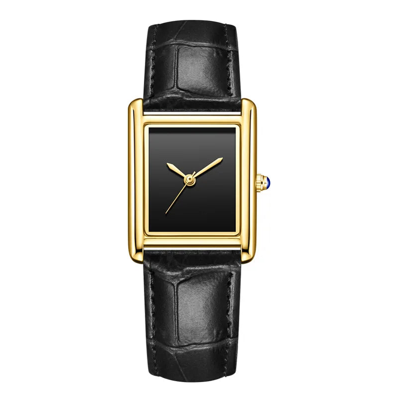 Unisex Square Leather Waterproof Quartz Watch - Business Casual Couple Watch