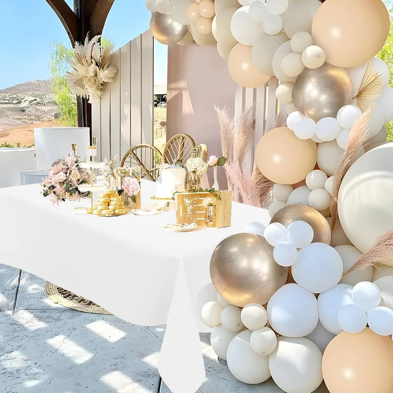 Disposable Plastic Tablecloth - 183x137cm White for Birthday & Wedding Decor