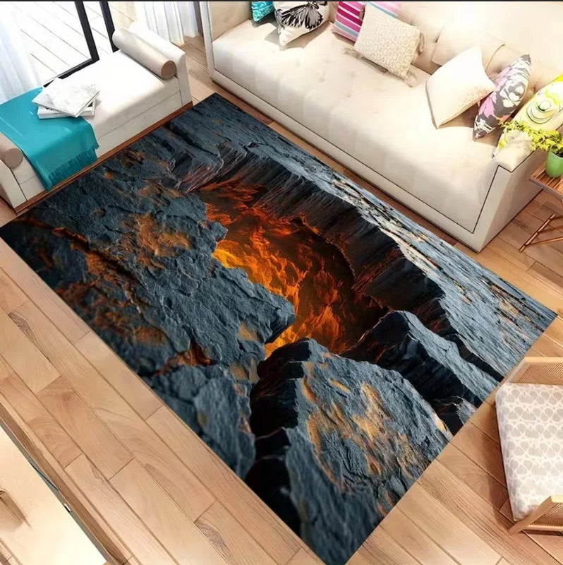 3D Desert Crack Water Area Carpet with Visual Illusion for Living Rooms & Bedrooms