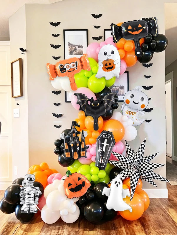 Halloween Foil Balloon Set - 10 Mini Themed Balloons for Parties & Decorations