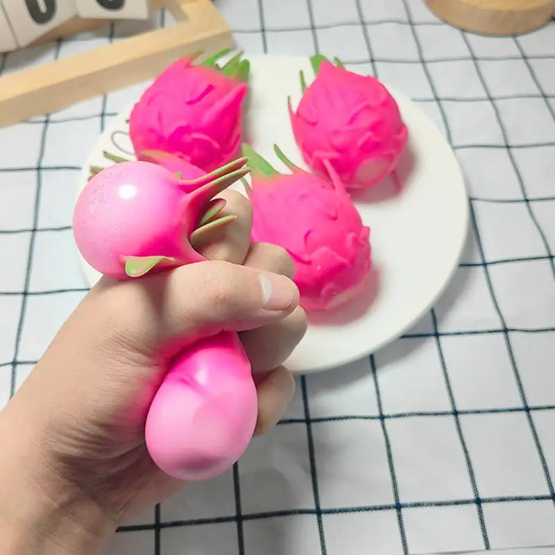 Stress Relief Squeeze Ball - Dragon Fruit Sensory Toy for Kids & Adults