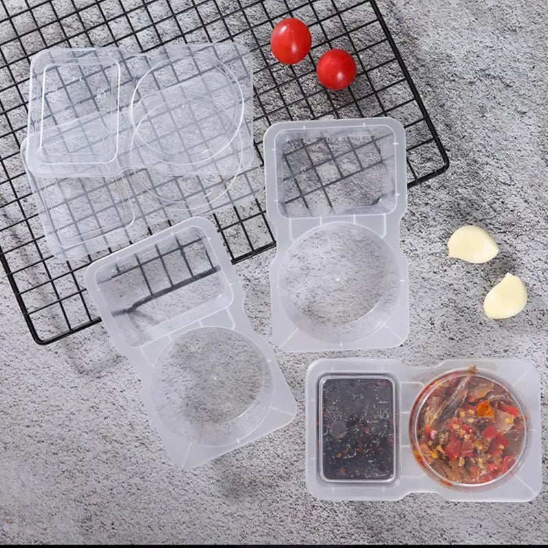 Double Compartment Food Storage Containers with Lids - Reusable Snack Boxes