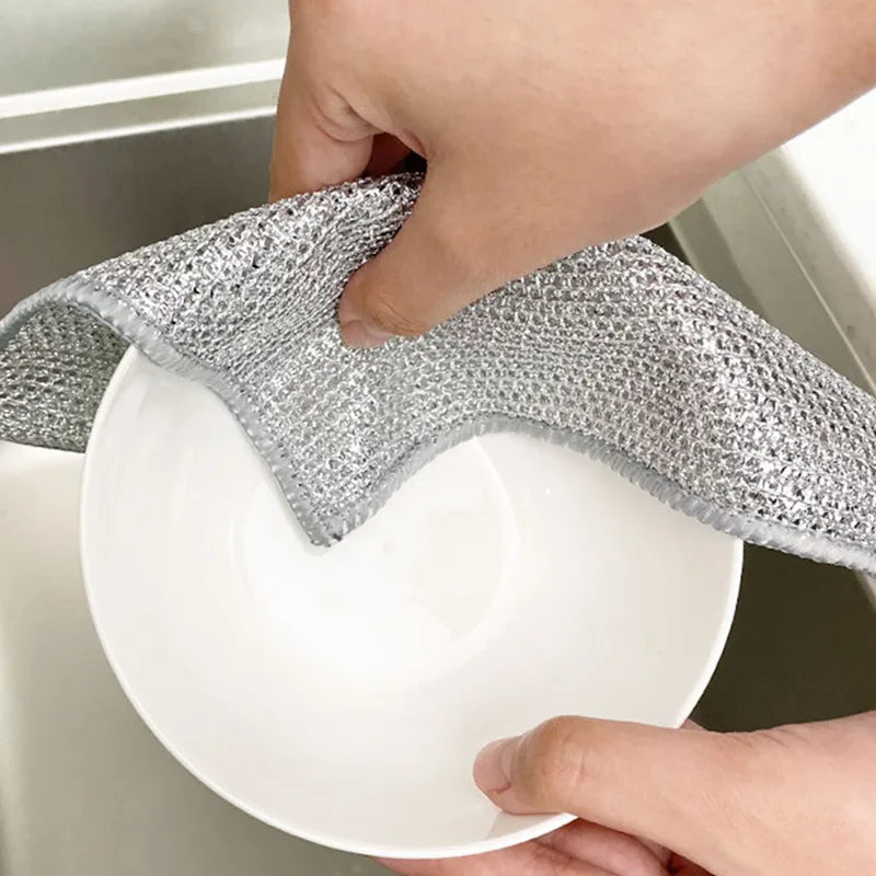Thickened Steel Wire Cleaning Cloth for Kitchen and Household - Multi-Purpose Dish Towel