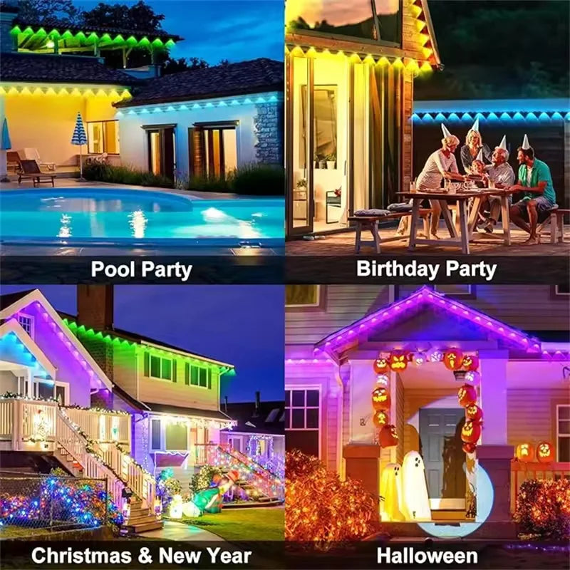 Outdoor Smart Waterproof LED String Lights - App Control, Music Sync, Eaves & Roof Decor