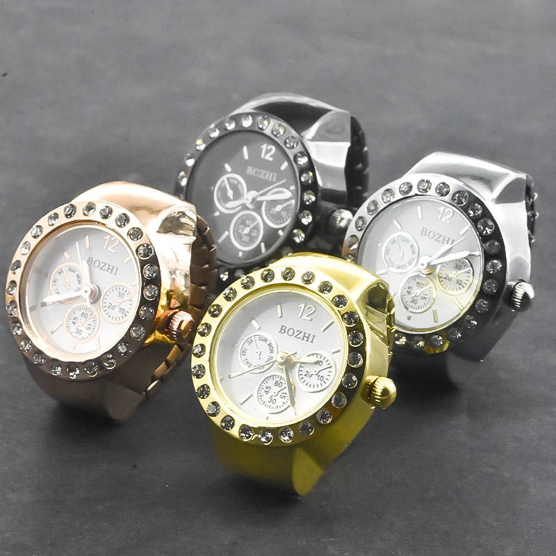 Creative Diamond Ring Watch for Men & Women - Couple Jewelry, Alloy Shell, Round Dial