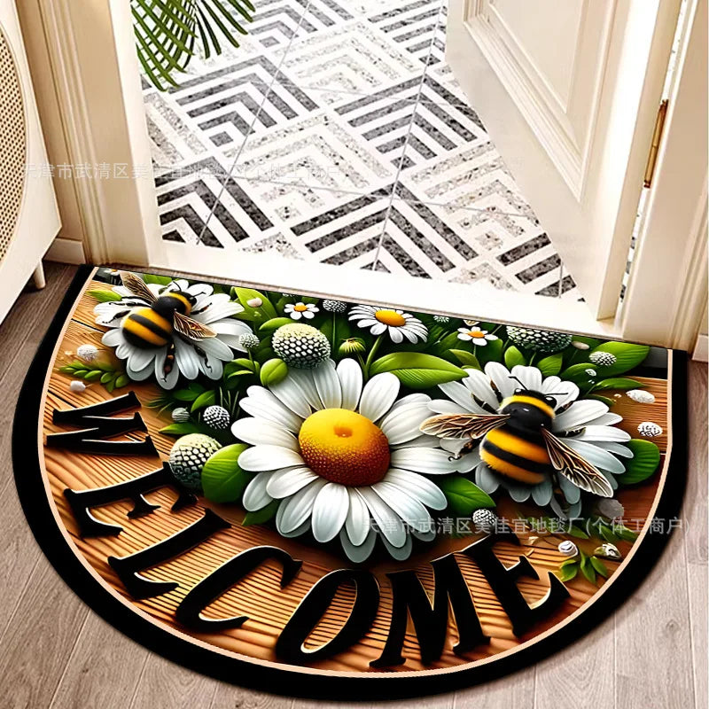 Flower Floor Mats Non-Slip Entryway Bathroom Rug - Soft & Easy to Clean