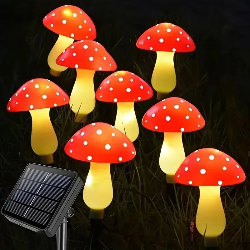 Solar Mushroom Fairy Lights Outdoor Garden Decor Waterproof 8 Modes