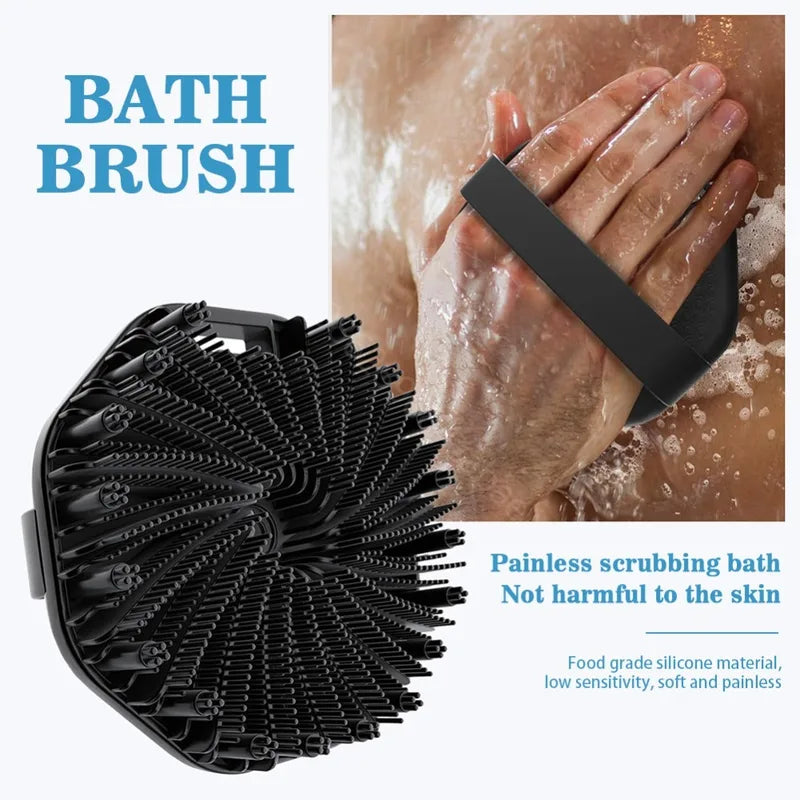 Silicone Back Brush Exfoliating Shower Sponge with Handle - Skin Massager