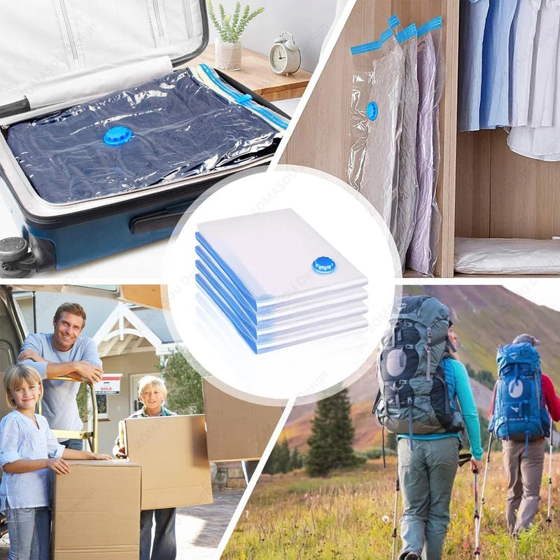 Reusable Vacuum Storage Bags with Hand Pump – Space Saving, Durable Organizers for Clothes & Travel