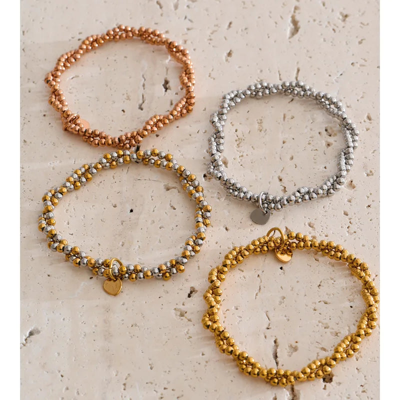Handmade Beads Jewelry Elastic Bracelet Ring Set Waterproof Summer Fashion