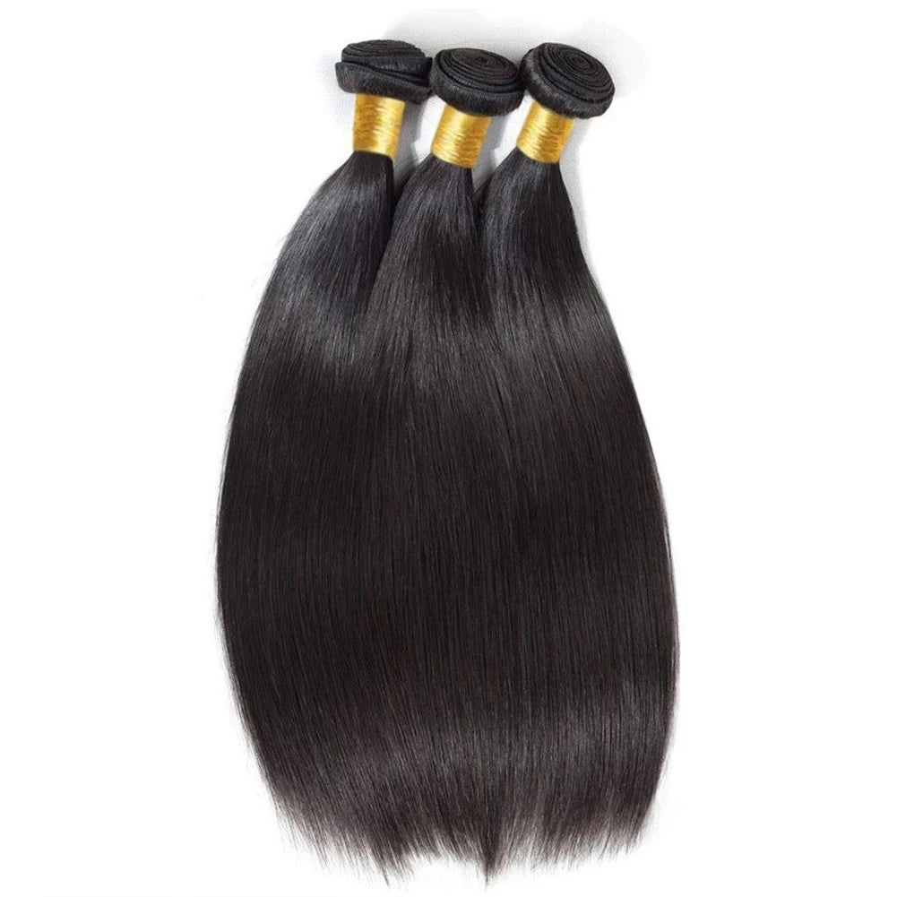Natural Color Human Hair Extensions Bundles - Brazilian Remy Double Weft, 14-30 Inches