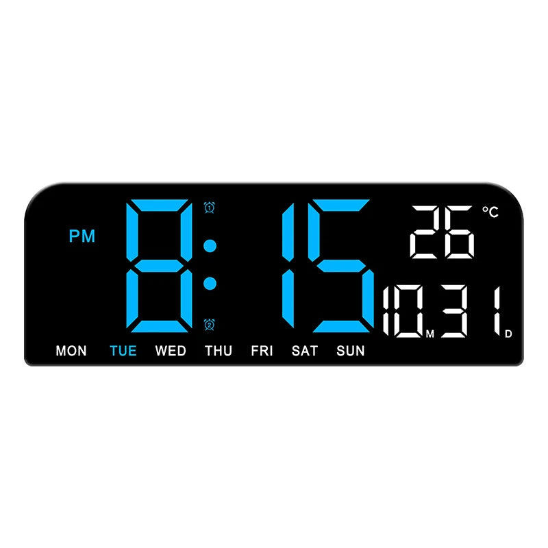 Large LED Digital Wall Clock with Temperature Date Week Display Countdown Brightness Adjustable Dual Alarm