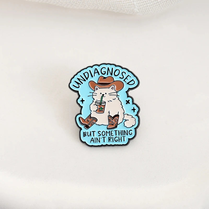 Cute Cowboy Cat Enamel Brooch Pin - Animal Lapel Badge Jewelry Gift