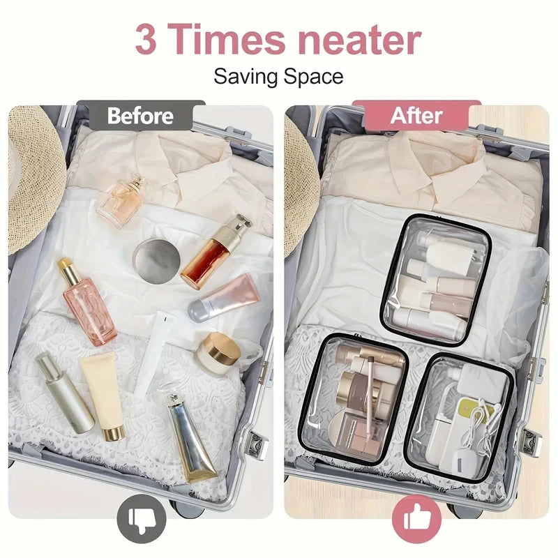 Large Capacity Travel Cosmetic Bag for Women - Easy Clean Toiletry Organizer