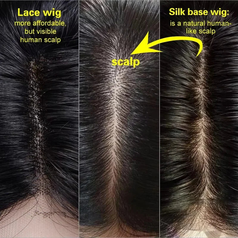 Human Hair Topper with Silk Base 9x13cm, Free Part, 4 Clips, Natural Scalp