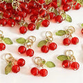 Glass 3D Red Cherry Charms 10-Pack for Jewelry Making DIY Earrings Necklaces