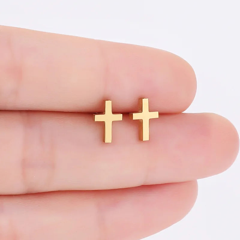 Fashion Stainless Steel Cross Earrings for Women Men - Small Gift Jewelry
