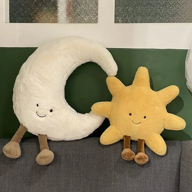 Cute Weather Plush Toy Set - Smile Moon & Sun Stuffed Decor for Kids