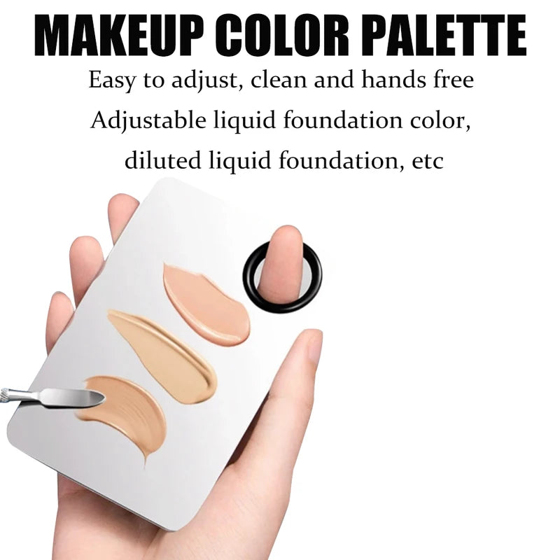 3-Piece Stainless Steel Makeup Palette Set with Spatula - Professional Cosmetic Mixing Tools
