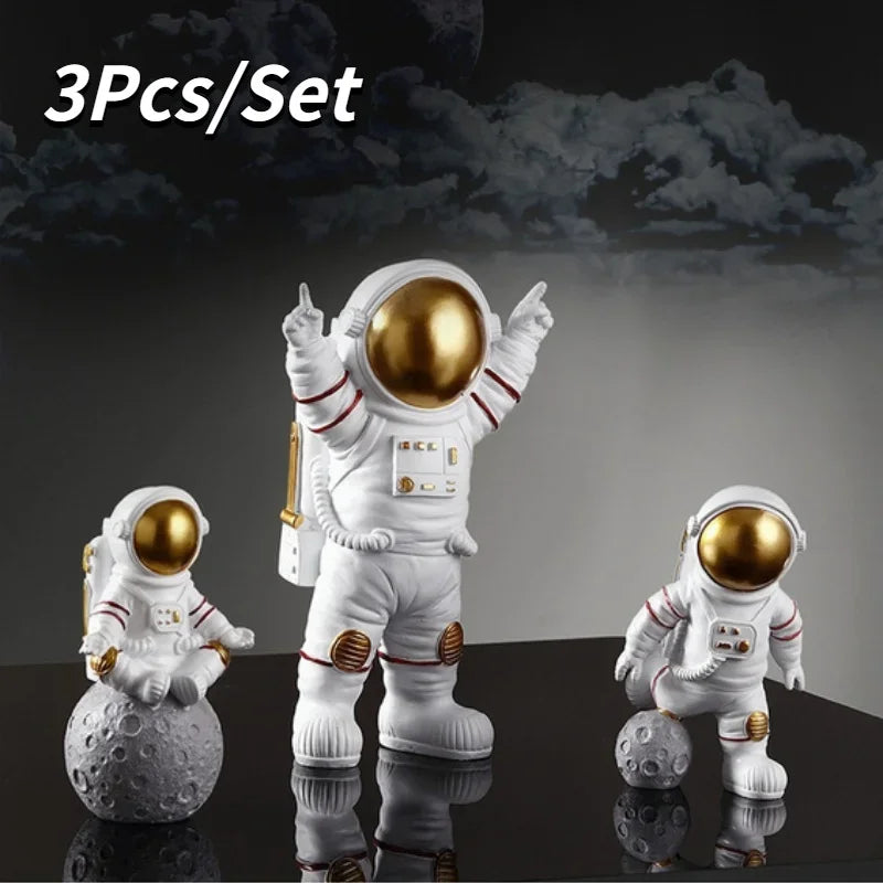 3-Piece Astronaut Desktop Decoration Set - Cute Model Little Astronauts for Car & Home