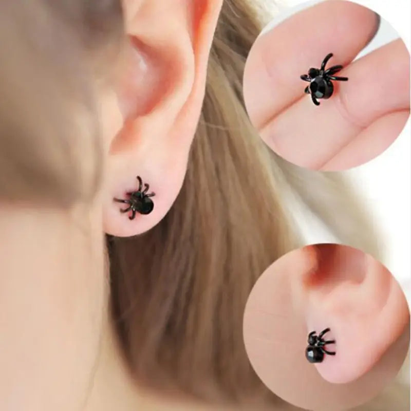 Spider Ear Stud Earrings Insect Jewelry Black Simple Fashion Accessories