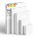Set of 4 White Artist Canvas Boards for Painting - Square Wooden Frames, Cotton Surface