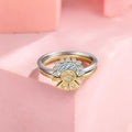 Celestial Sun and Moon Couple Ring Set with Cubic Zirconia - Silver Jewelry for Valentines