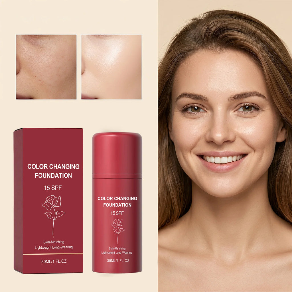 Self-Adjusting Color Changing Liquid Foundation with SPF for Mature Skin — Full Coverage Moisturizer