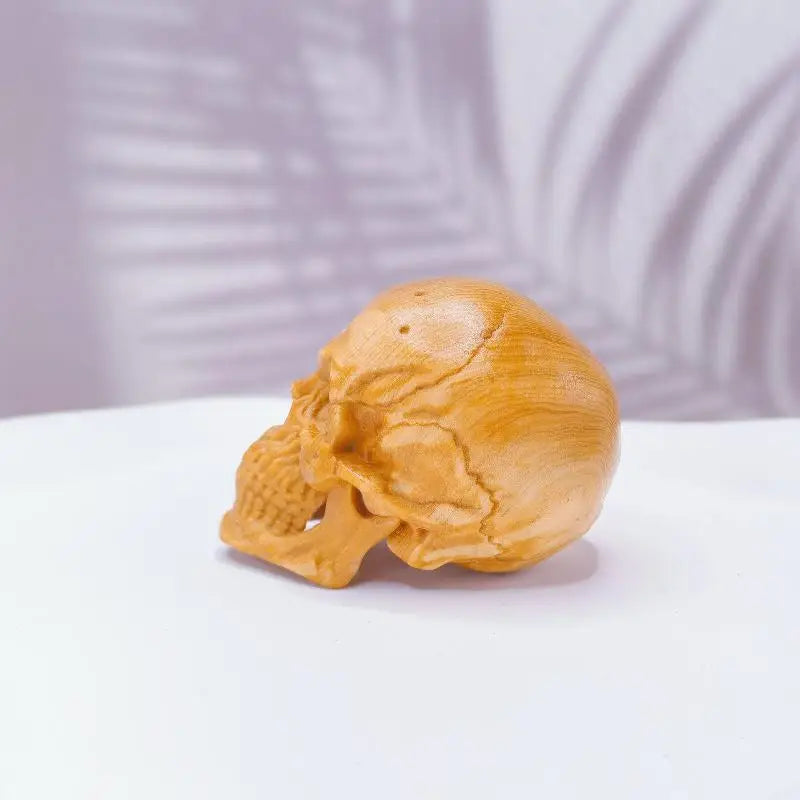 Halloween Skull Decor Small Wooden Statue - Haunted House Party Home Accent