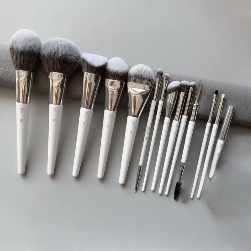 14pcs Makeup Brush Set with Powder Blush Highlight Concealer Eyebrow Tools - Multiple Handle Colors
