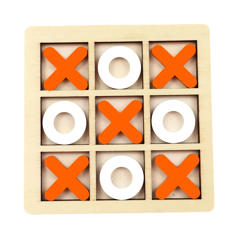 Wooden Montessori Chess & Tic Tac Toe Puzzle Game for Brain Development