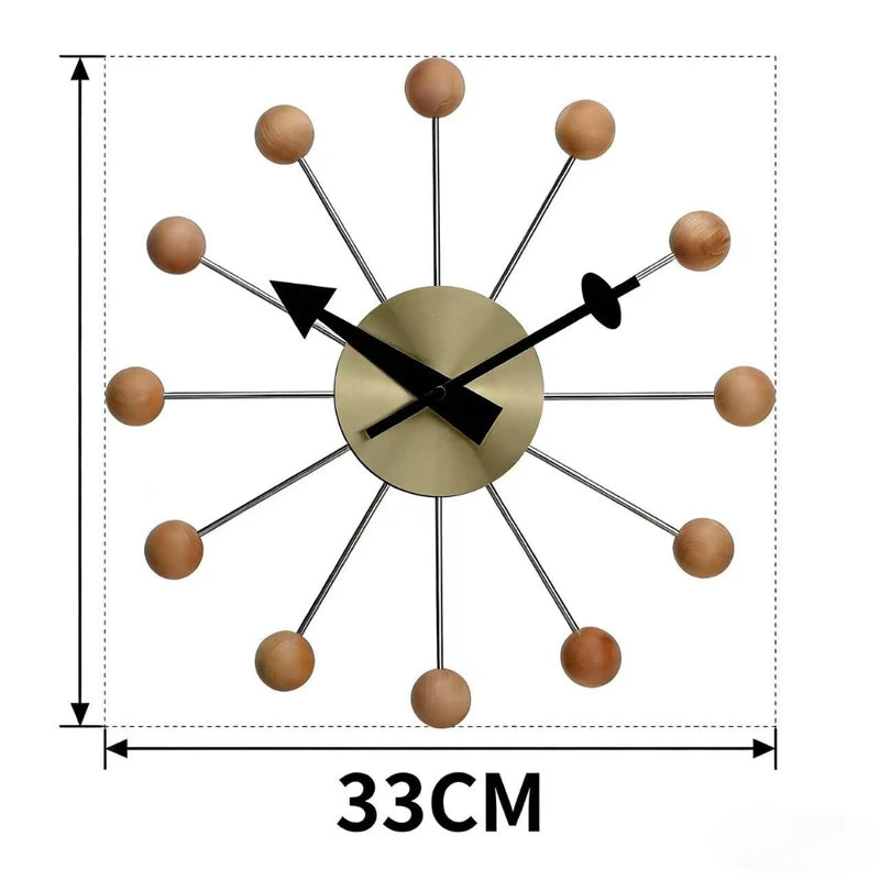 Nordic Style Metal Wooden Wall Clock Modern Design Living Room Bedroom Decor