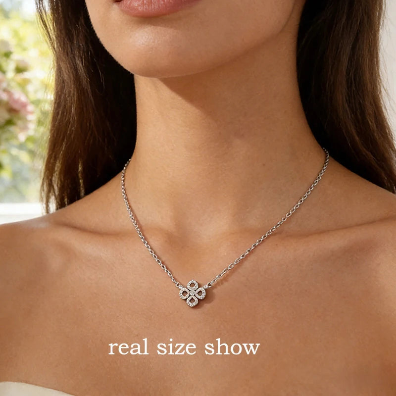 Moissanite Pendant Necklace for Women, Sterling Silver & 18k Gold Plated, Sparkling Gift
