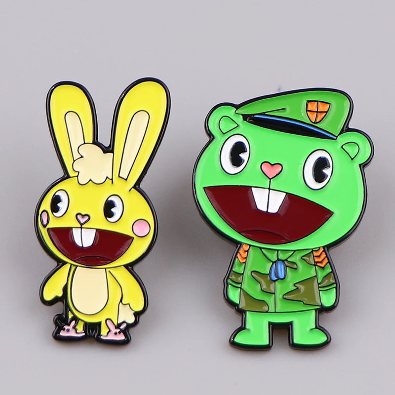 Happy Partner Enamel Lapel Pin Cartoon Bunny Badge for Clothes Backpack Brooch Gift