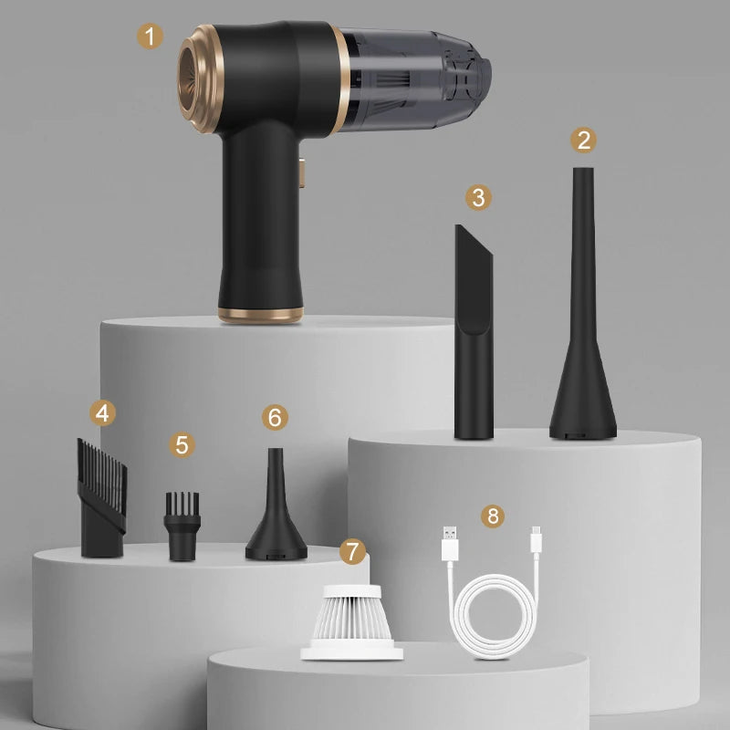 Portable High Power Car and Home Vacuum Cleaner with Multiple Attachments