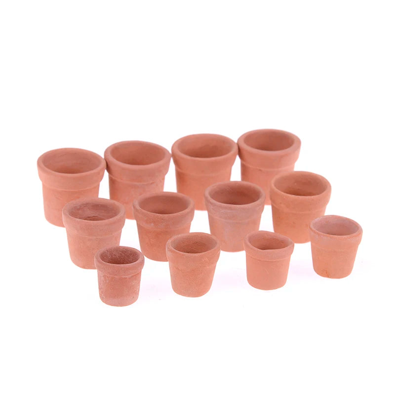 12Pcs Miniature Red Clay Flower Pots for Desktop Garden & Home Decor