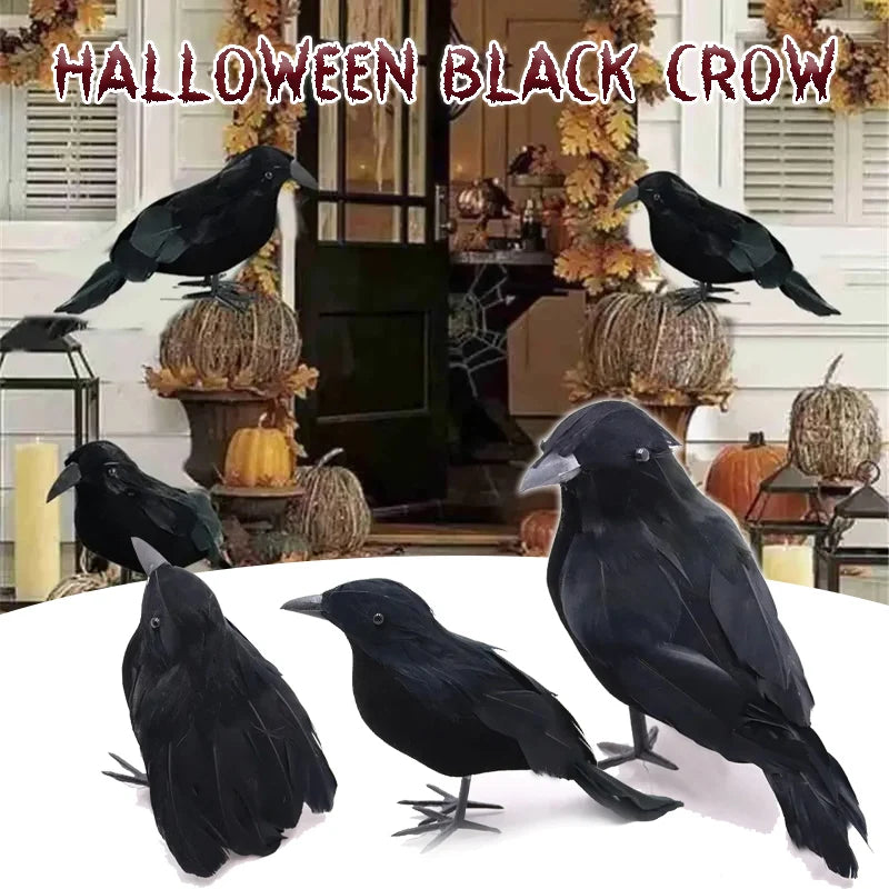 Lifelike Black Crow Garden Ornament for Pest Control Halloween Yard Decor