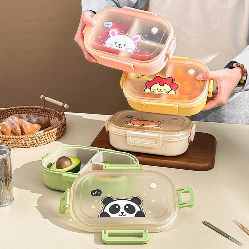 Portable Plastic Lunch Box with Detachable 3-Compartments for Kids and Students