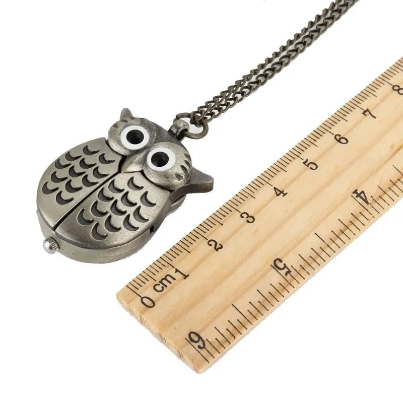 Vintage Owl Shape Pendant Necklace with Clock | Unisex Alloy Jewelry Gift