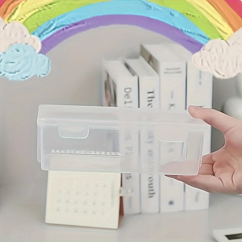 Large Clear Plastic Storage Boxes with Hinged Lids for Jewelry Office Organization