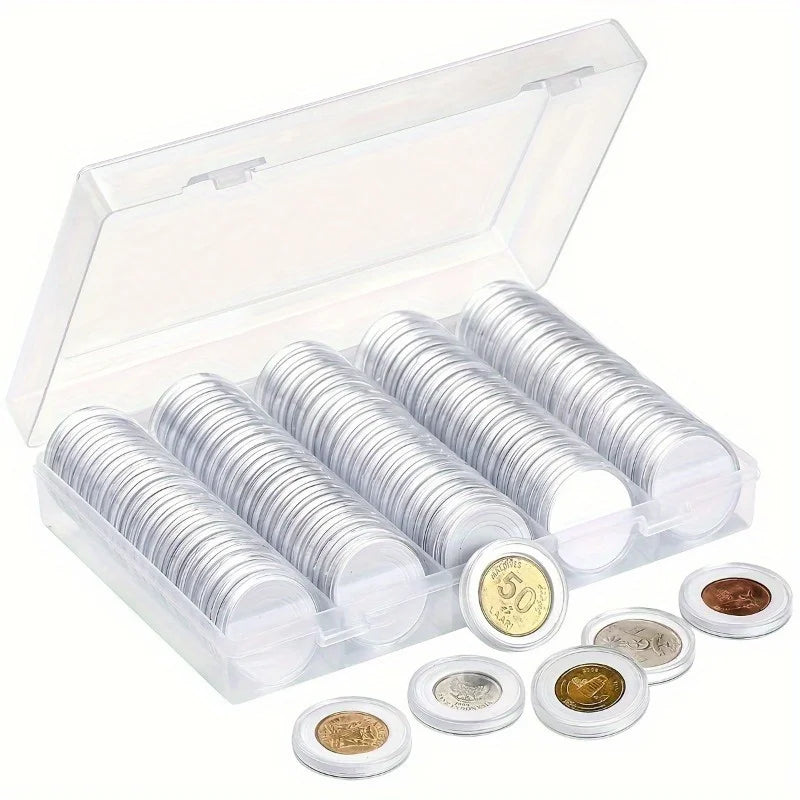 27mm Coin Capsules 100-Pack Plastic Storage Organizers for Coin Collection
