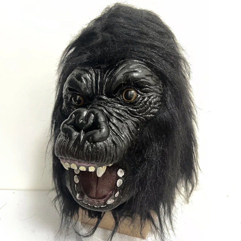 Black Realistic Gorilla Latex Mask for Halloween Cosplay Animal Headgear